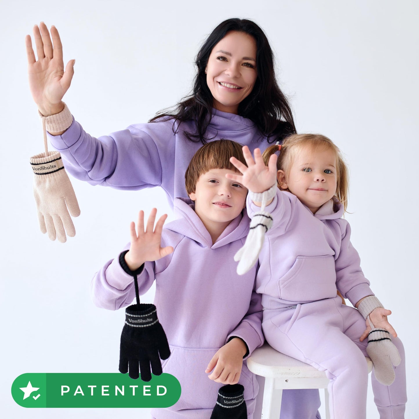 VonShults Merino Wool Winter Gloves Mittens for Toddlers with Strings No Clips - Never Lose Warm Cold Weather Mittens with Band Cord
