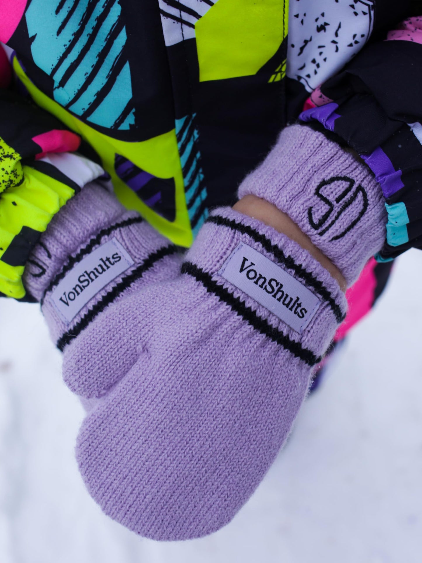 VonShults Merino Wool Winter Gloves Mittens for Toddlers with Strings No Clips - Never Lose Warm Cold Weather Mittens with Band Cord