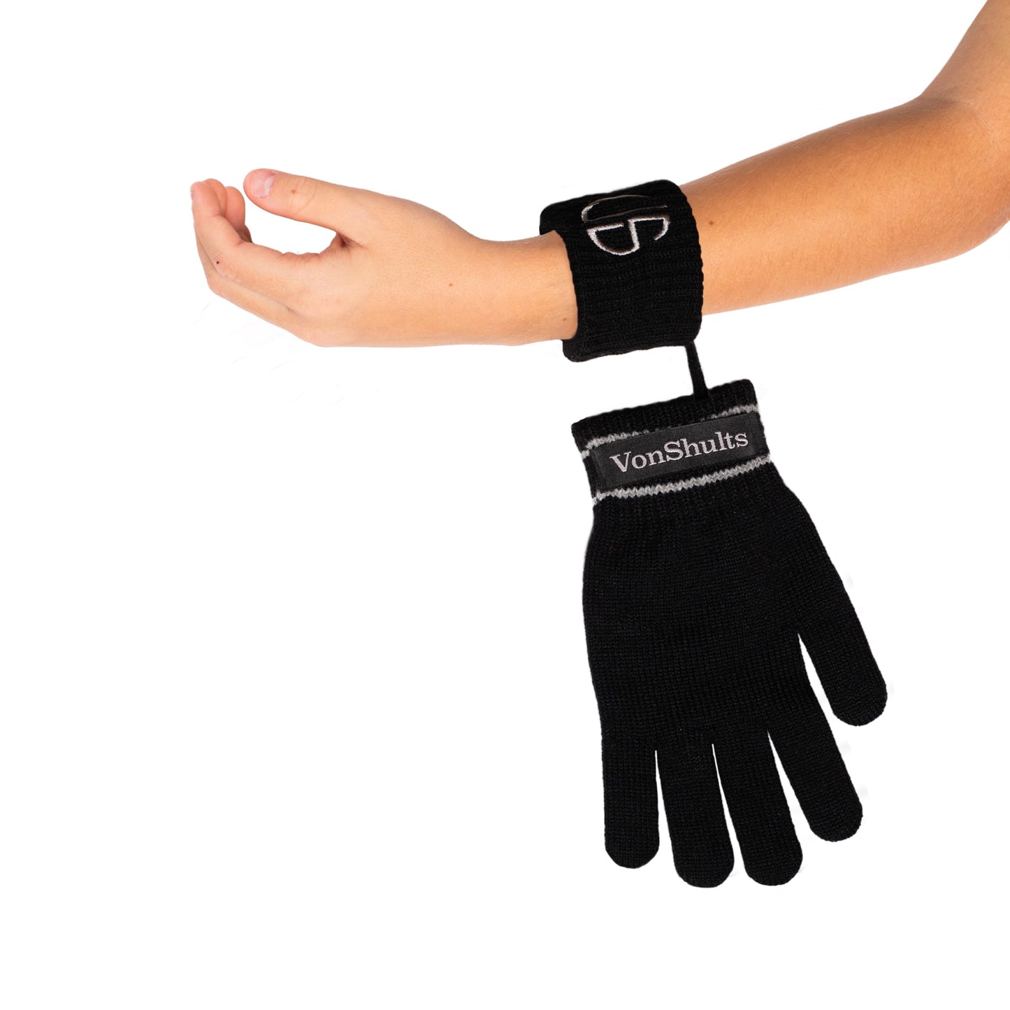 VonShults Merino Wool Winter Gloves Kids Teens with Wrist Strap Strings No Clips - Never-Lose Warm Cold Weather Mittens with Band Cord