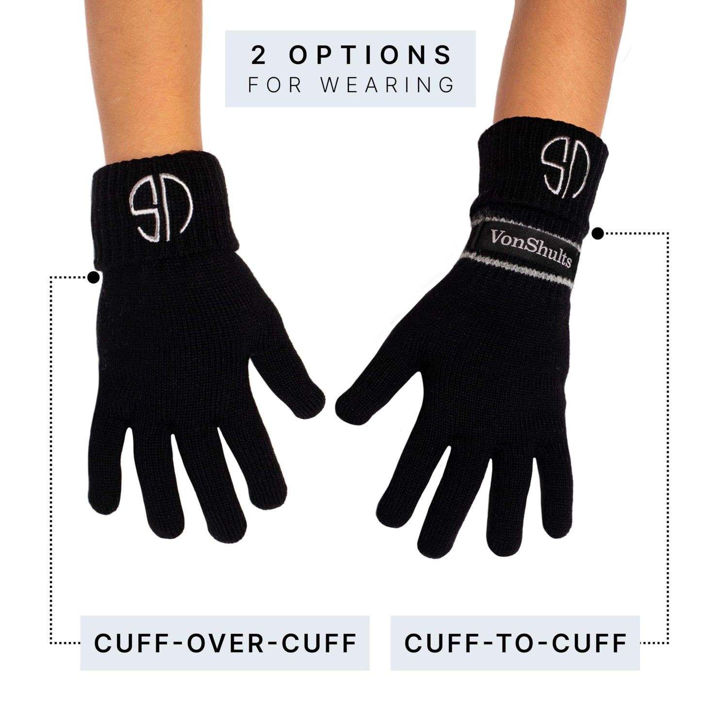 VonShults Merino Wool Winter Gloves Kids Teens with Wrist Strap Strings No Clips - Never-Lose Warm Cold Weather Mittens with Band Cord