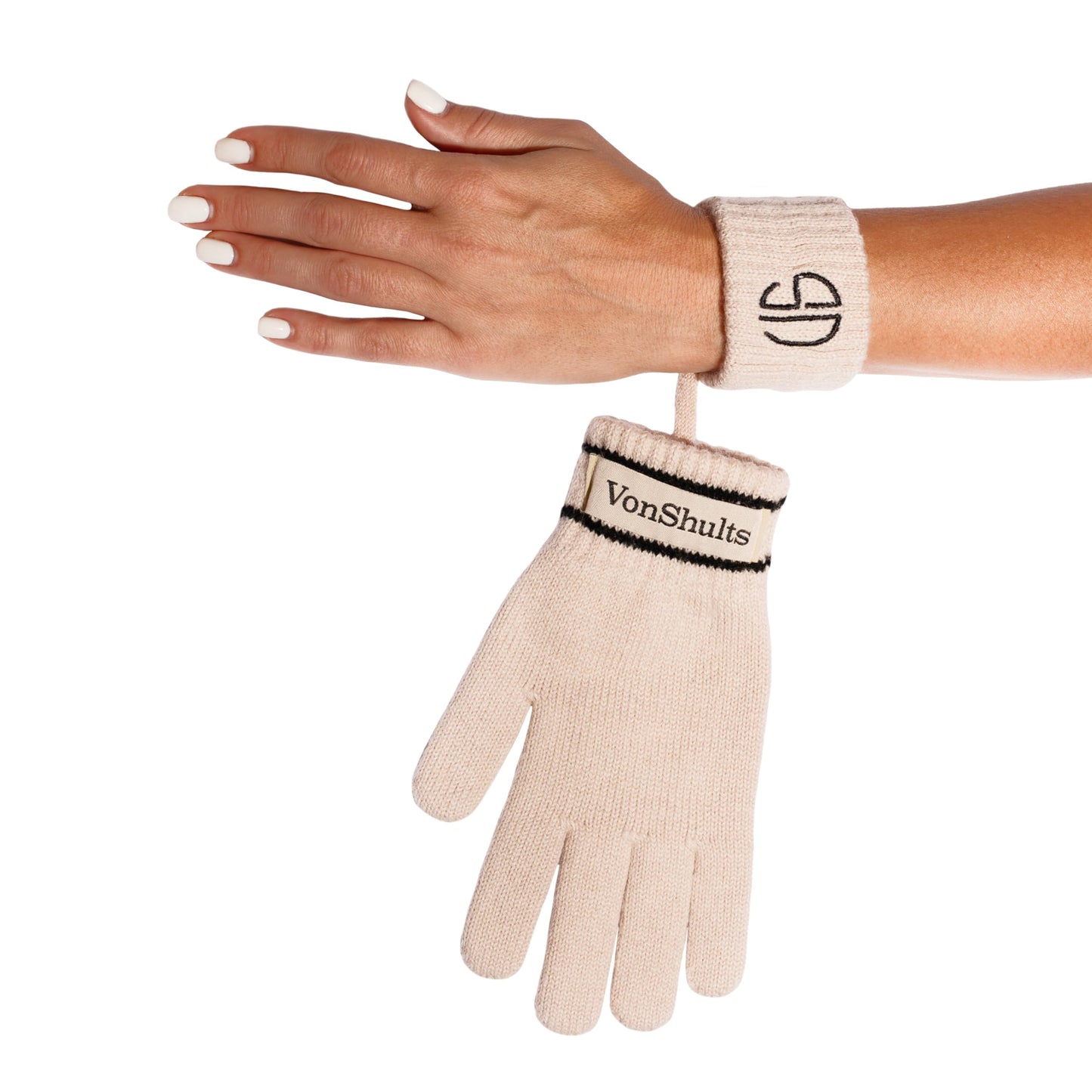 VonShults Merino Wool Winter Gloves Womens with Leashes @ Elastic Wrist Band Strap - Chistmas gift - Never-lose Warm Gloves Mittens for Adults with Strings