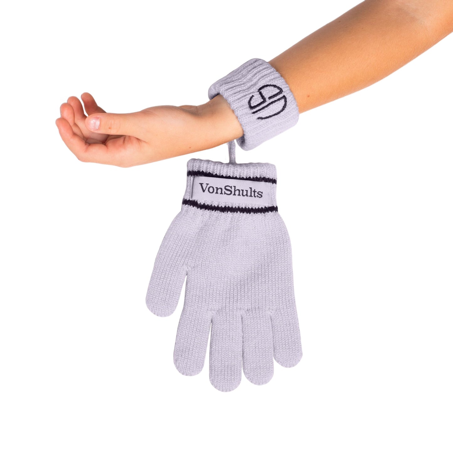 VonShults Merino Wool Winter Gloves Kids Teens with Wrist Strap Strings No Clips - Never-Lose Warm Cold Weather Mittens with Band Cord