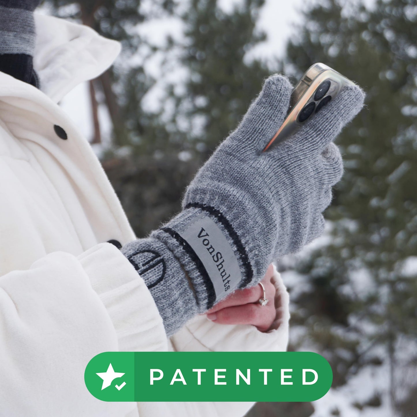 VonShults Merino Wool Winter Gloves Womens with Leashes @ Elastic Wrist Band Strap - Chistmas gift - Never-lose Warm Gloves Mittens for Adults with Strings